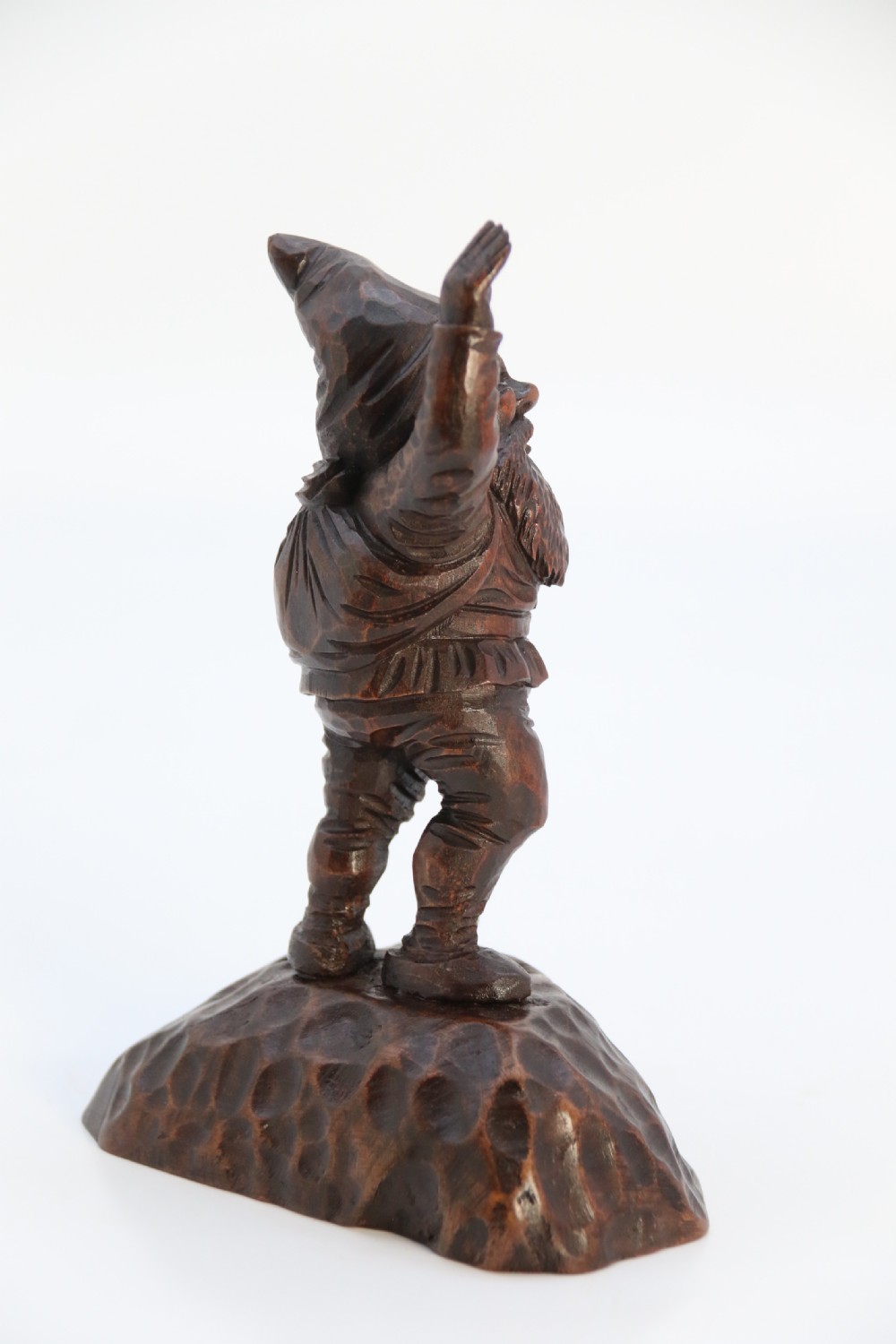 A rare late 19th century Black Forest carved walnut figure of a gnome View IV