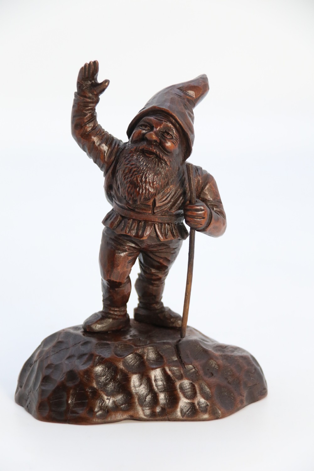 A rare late 19th century Black Forest carved walnut figure of a gnome View VIII