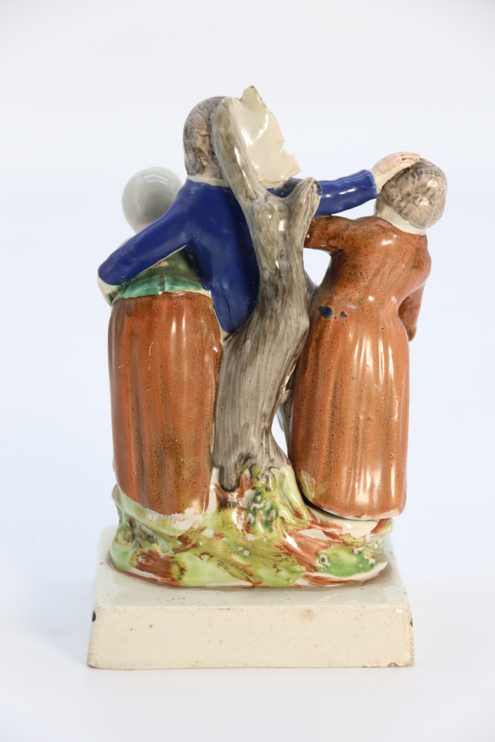 A rare pair of late 18th century English Staffordshire figure groups of two young men about to have a scuffle. View XII
