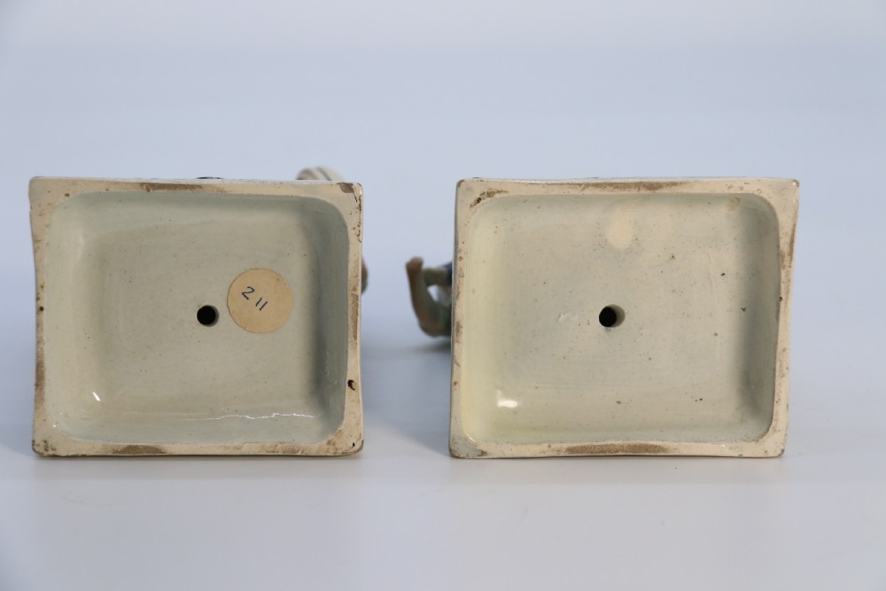 A rare pair of late 18th century English Staffordshire figure groups of two young men about to have a scuffle. View XXIII