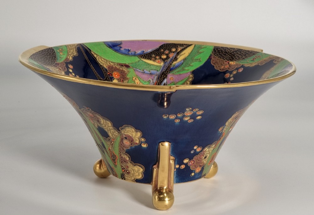 A superb lustre glazed Fielding’s Crown Devon large pottery table centre piece or footed bowl View III