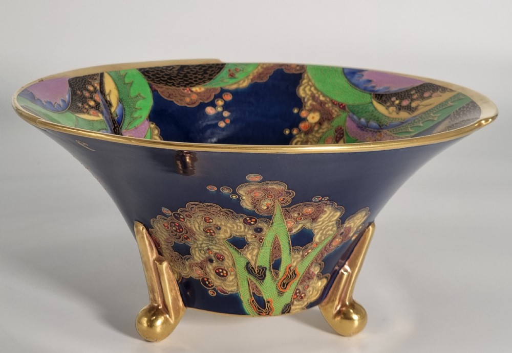 A superb lustre glazed Fielding’s Crown Devon large pottery table centre piece or footed bowl View IV