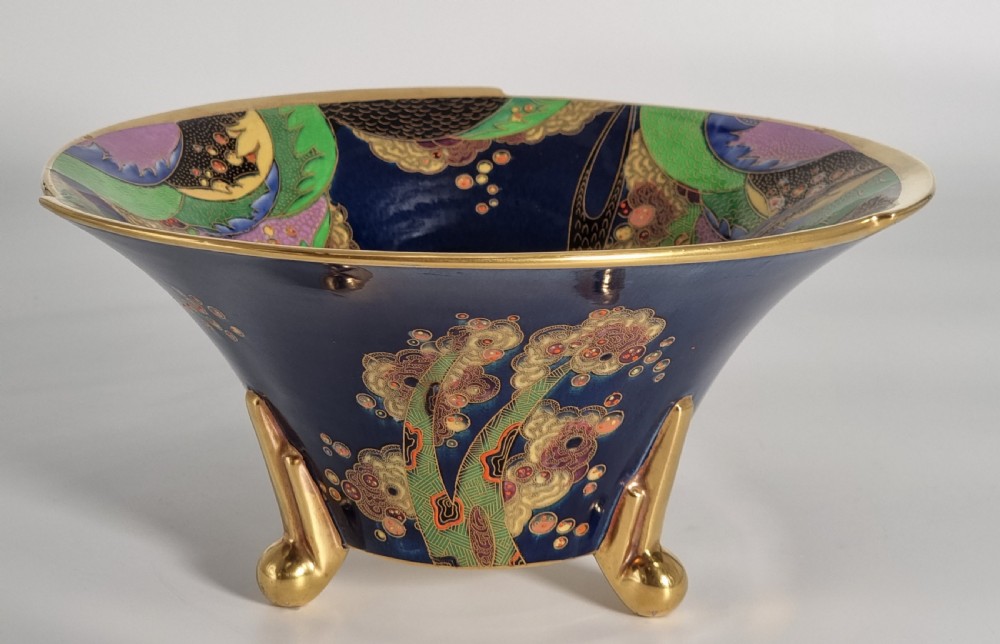 A superb lustre glazed Fielding’s Crown Devon large pottery table centre piece or footed bowl View VII