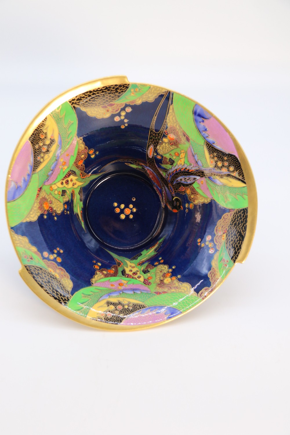 A superb lustre glazed Fielding’s Crown Devon large pottery table centre piece or footed bowl View XIX