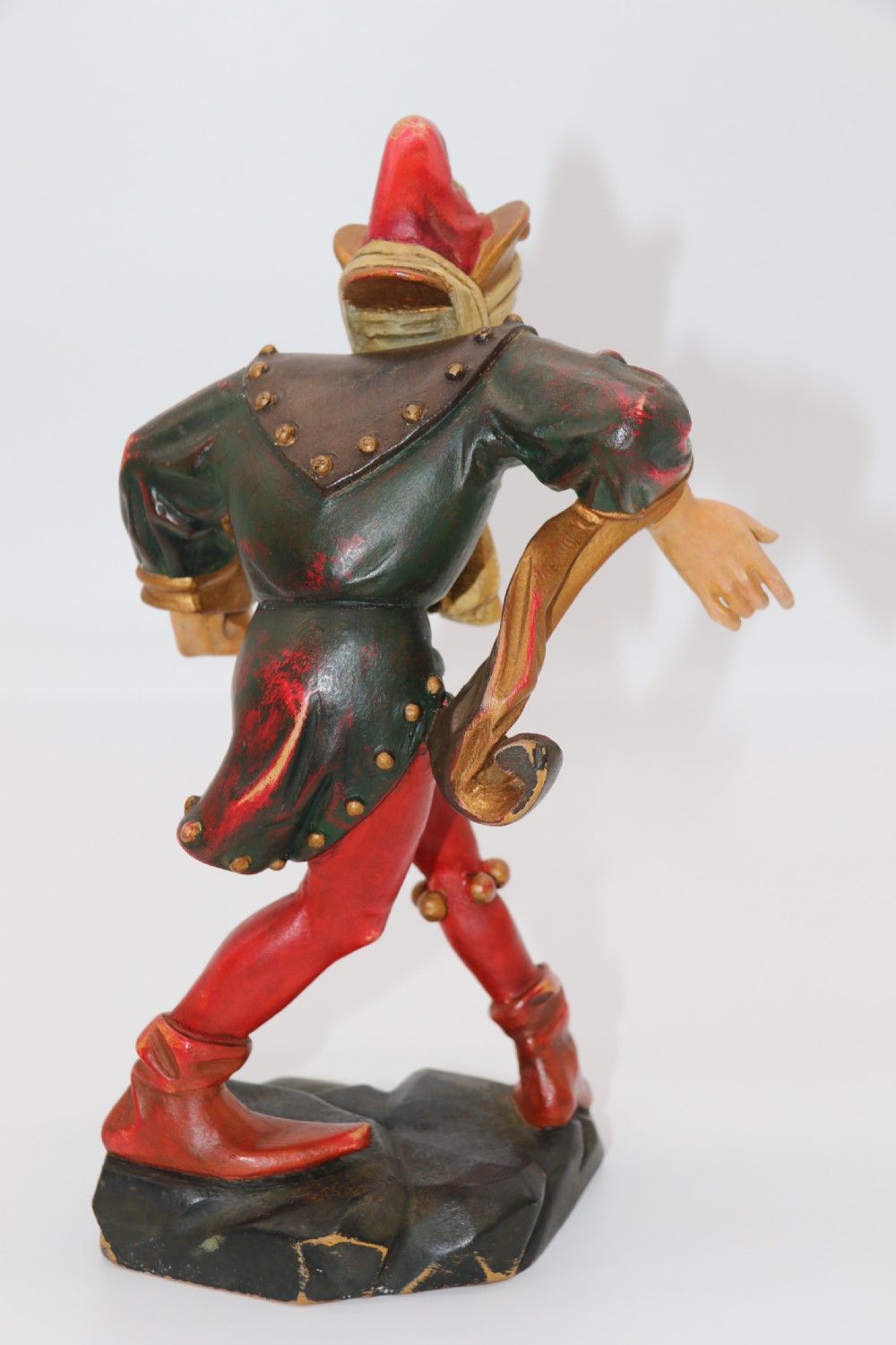 A superb pair of Black Forest carved lime wood and polychrome painted dancing jester figures View XIV