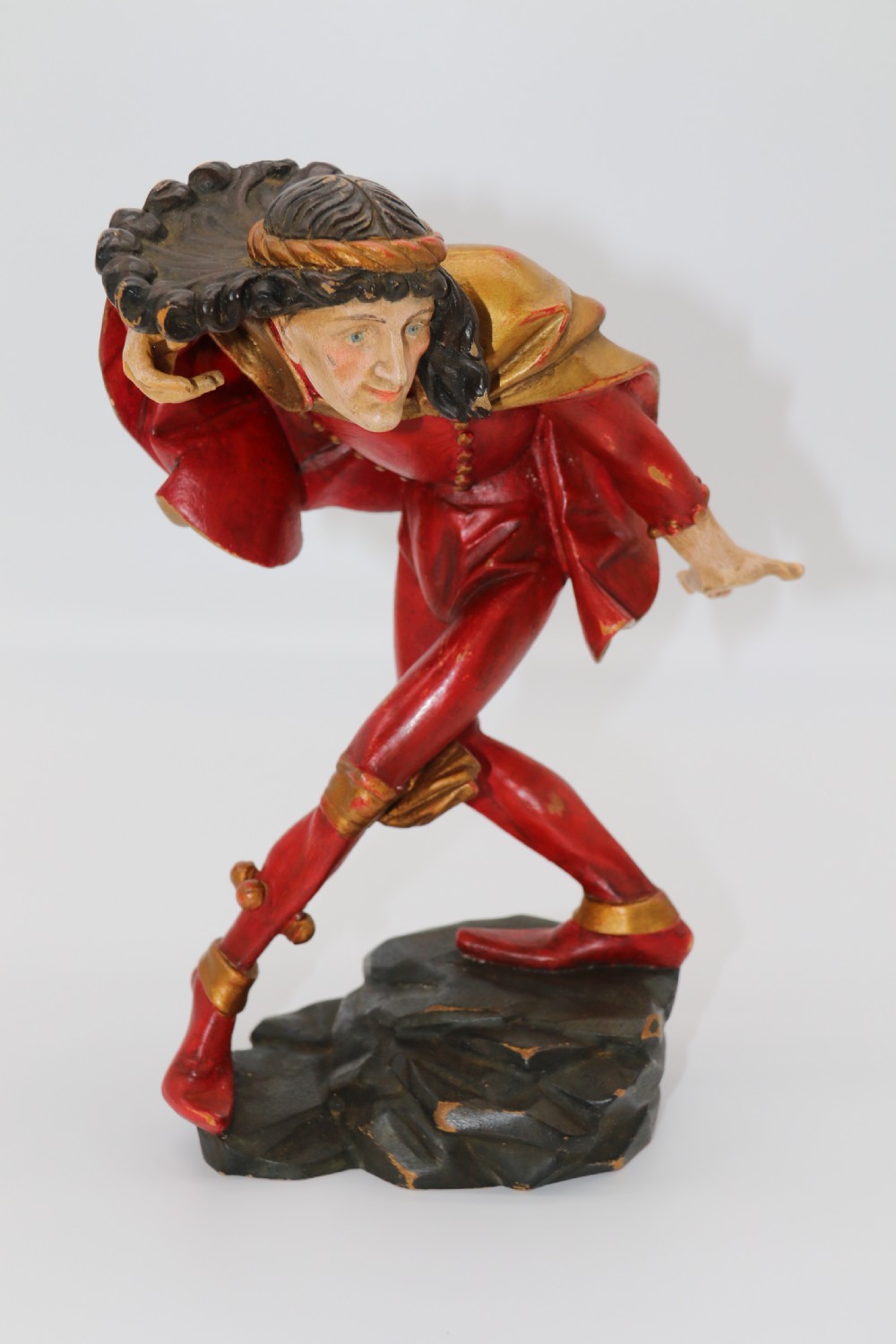 A superb pair of Black Forest carved lime wood and polychrome painted dancing jester figures View XVII