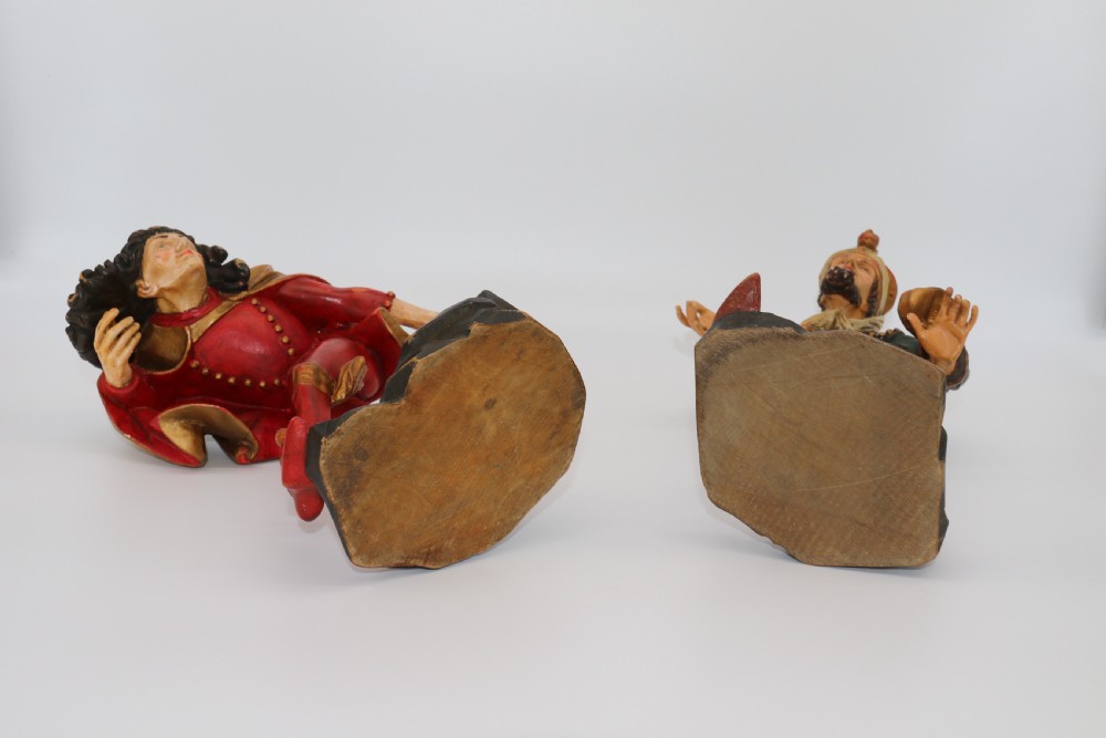 A superb pair of Black Forest carved lime wood and polychrome painted dancing jester figures View XXIII