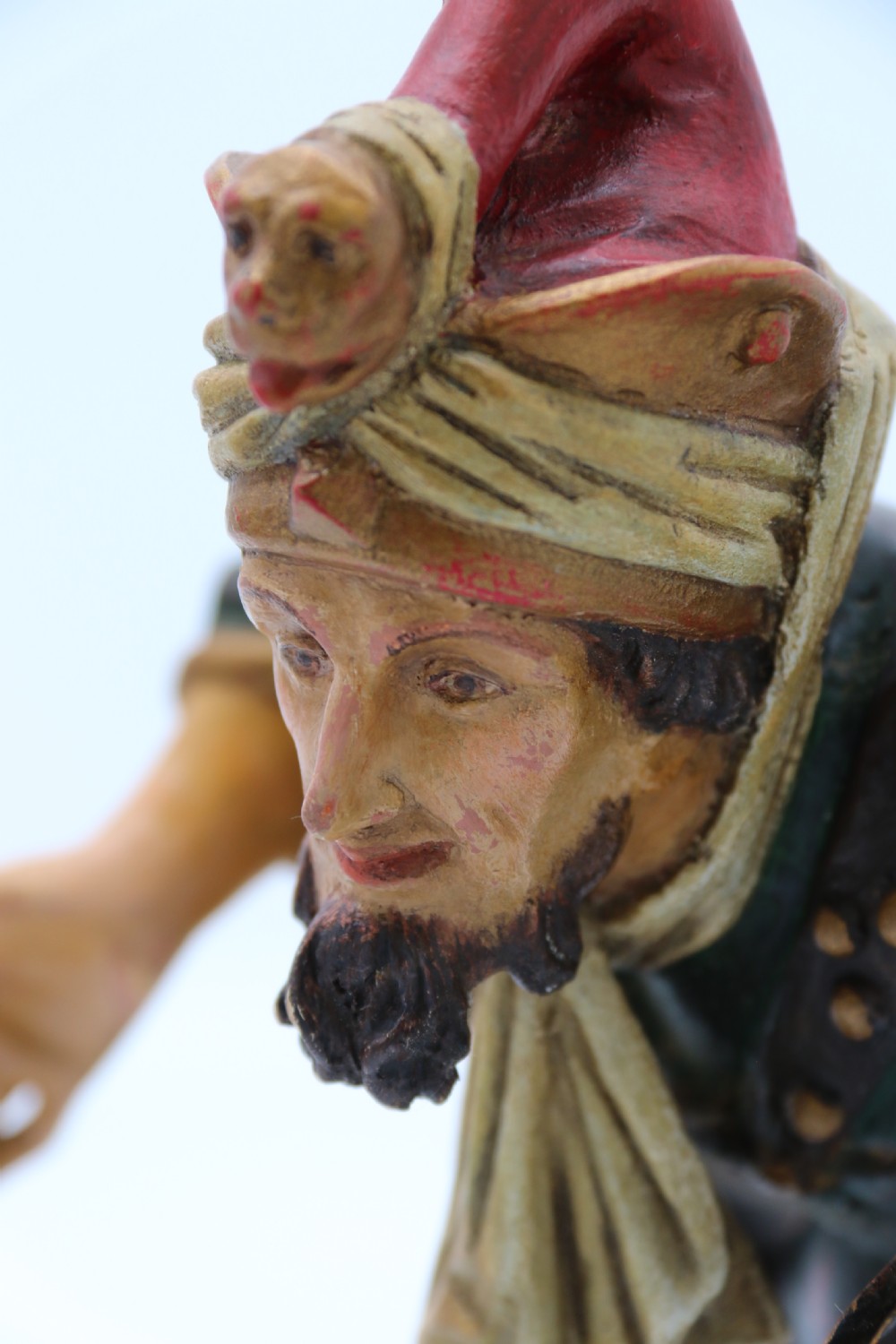 A superb pair of Black Forest carved lime wood and polychrome painted dancing jester figures View XXVI