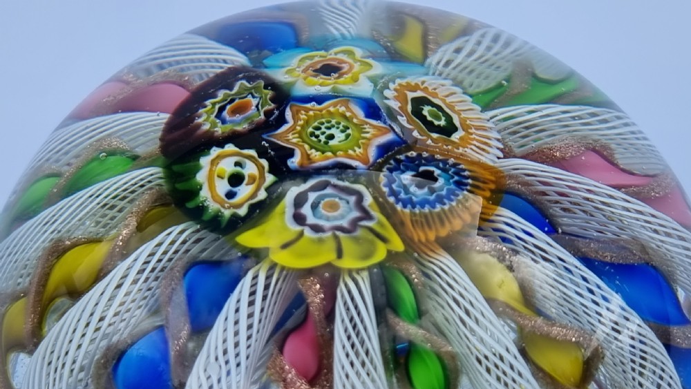 A superb large Italian Murano glass millefiori crown paperweight, circa 1930 View II