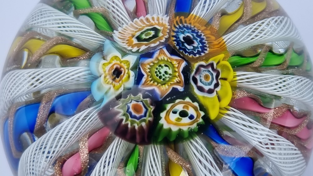 A superb large Italian Murano glass millefiori crown paperweight, circa 1930 View XI