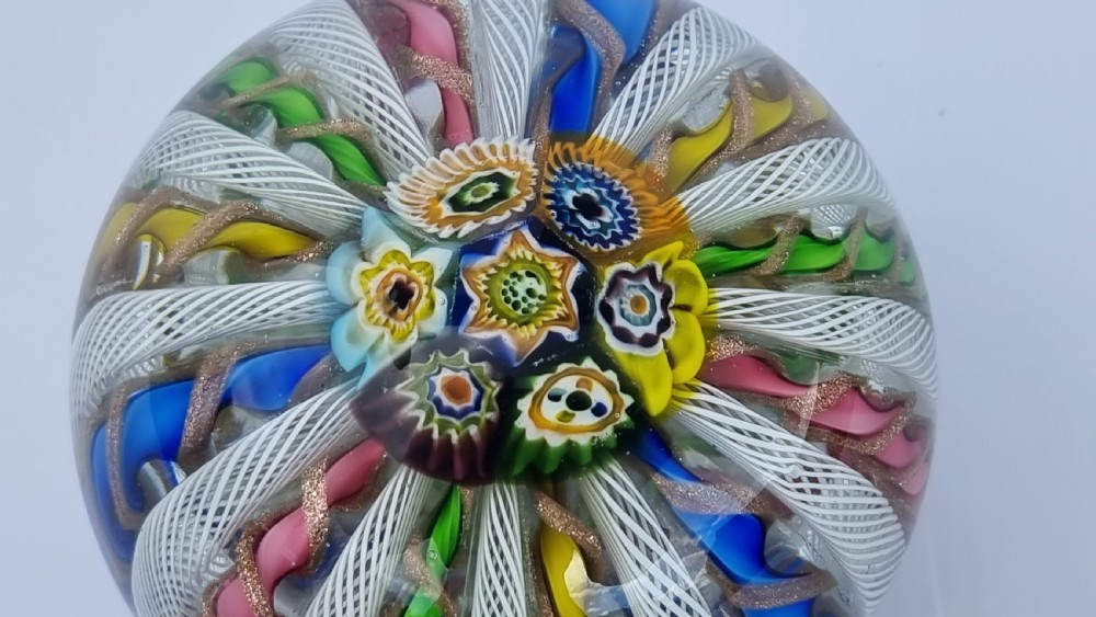 A superb large Italian Murano glass millefiori crown paperweight, circa 1930 View XII
