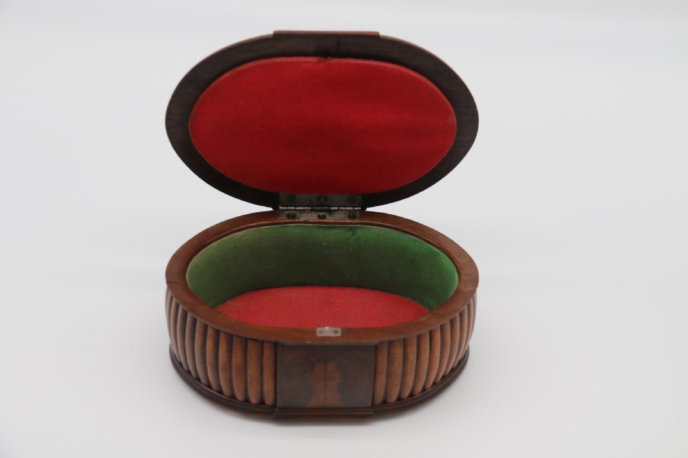 French Art Deco period oval shaped carved  wood jewel casket View VI