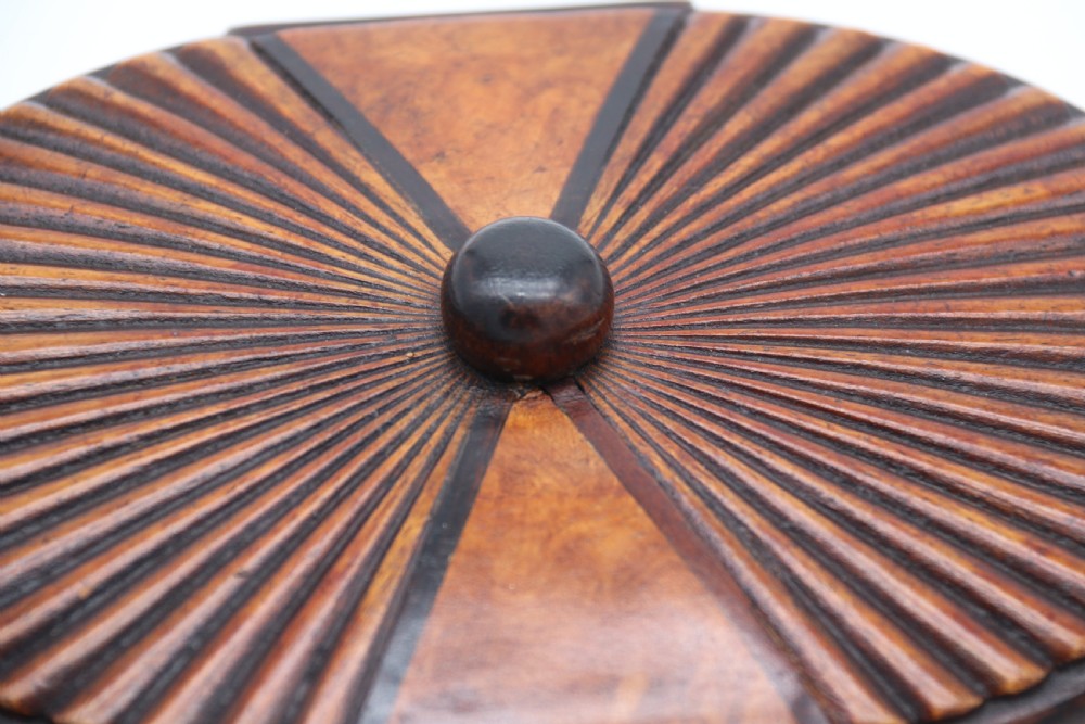 French Art Deco period oval shaped carved  wood jewel casket View IX