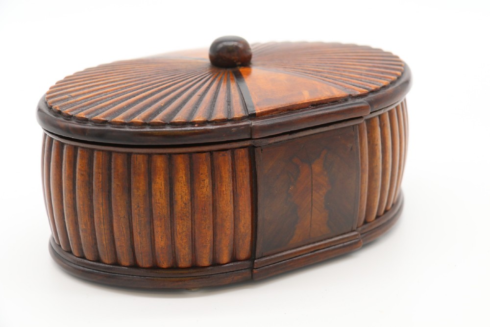 French Art Deco period oval shaped carved  wood jewel casket View X