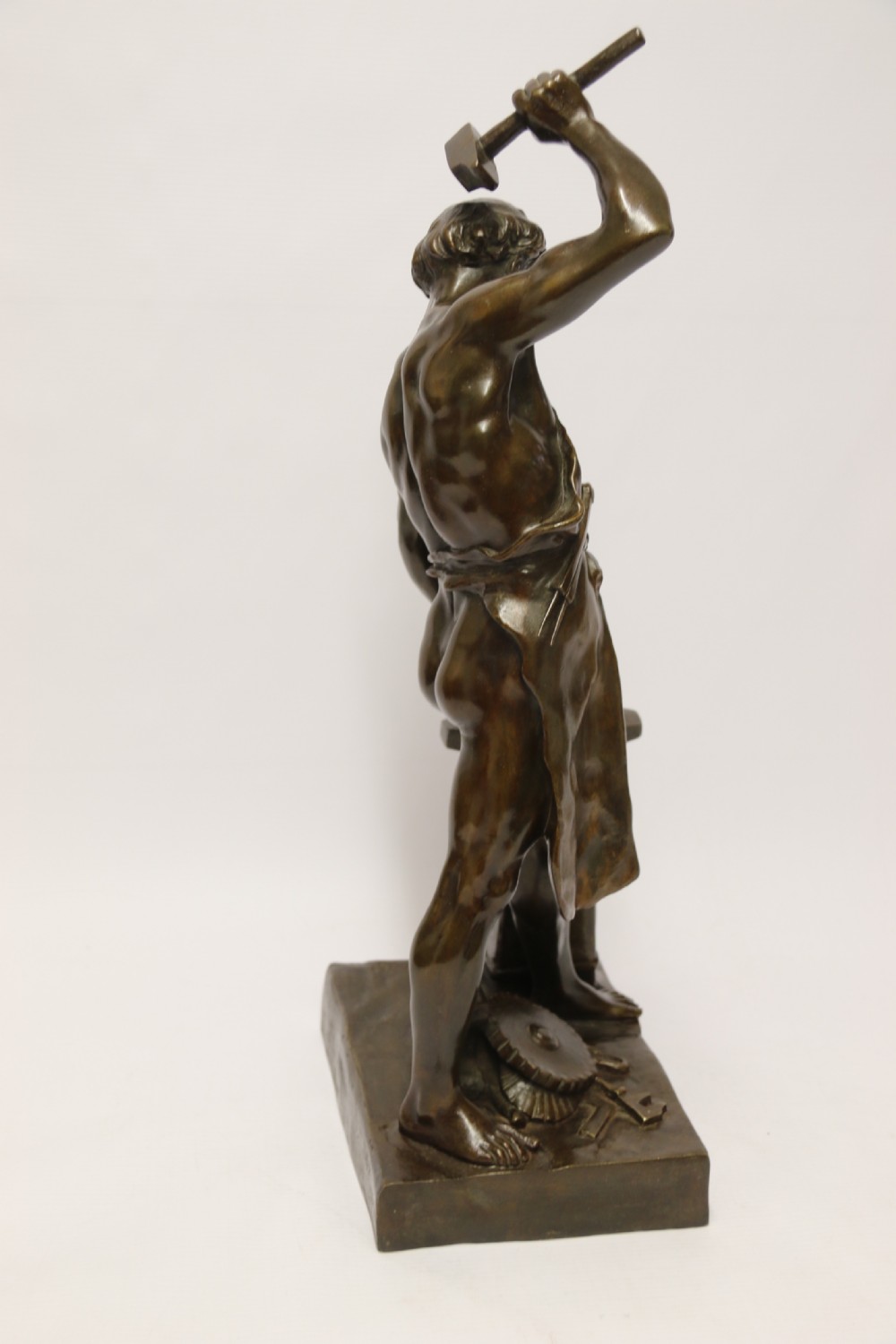 A suburb late 19th C bronze study of a semi naked blacksmith by E. L Picault View VI
