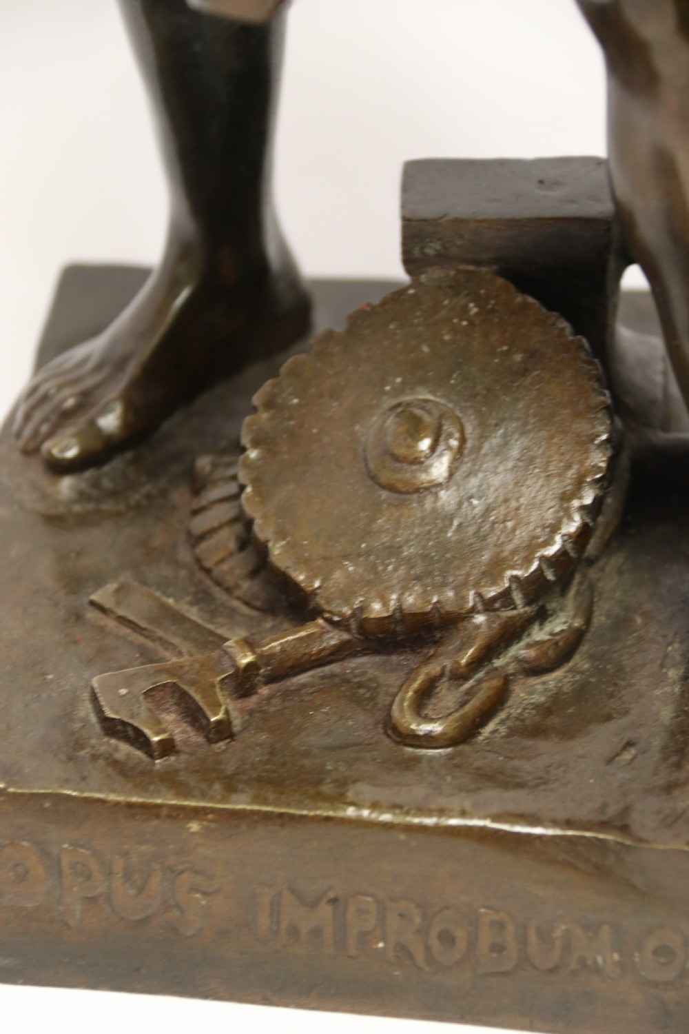 A suburb late 19th C bronze study of a semi naked blacksmith by E. L Picault View XI