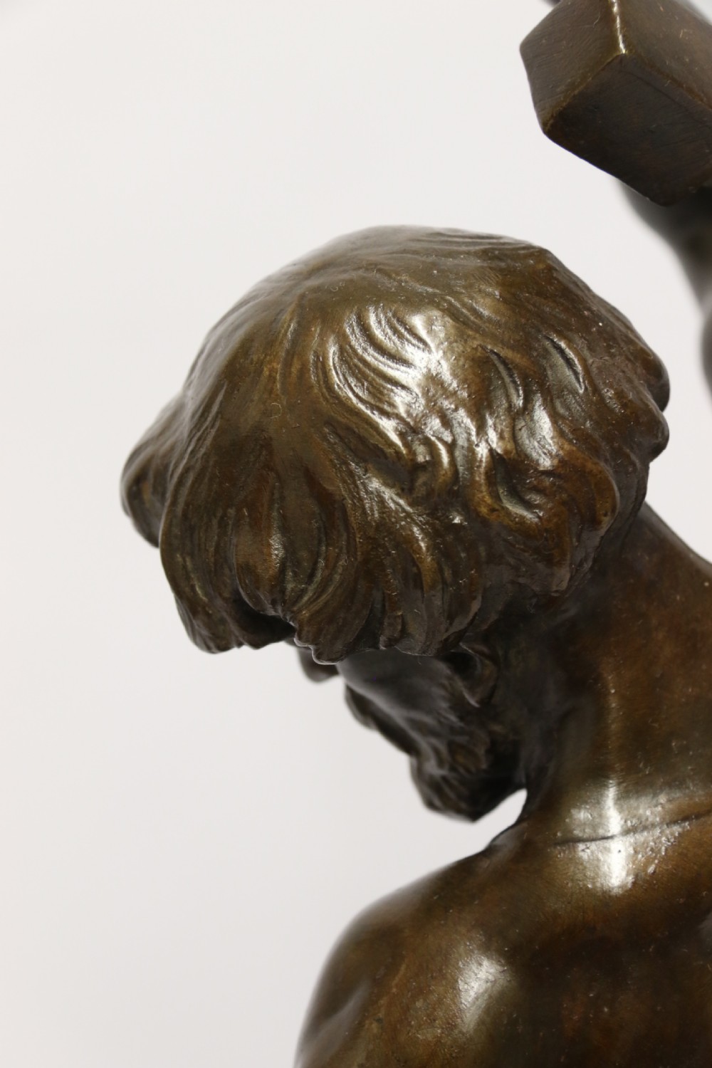 A suburb late 19th C bronze study of a semi naked blacksmith by E. L Picault View XIV
