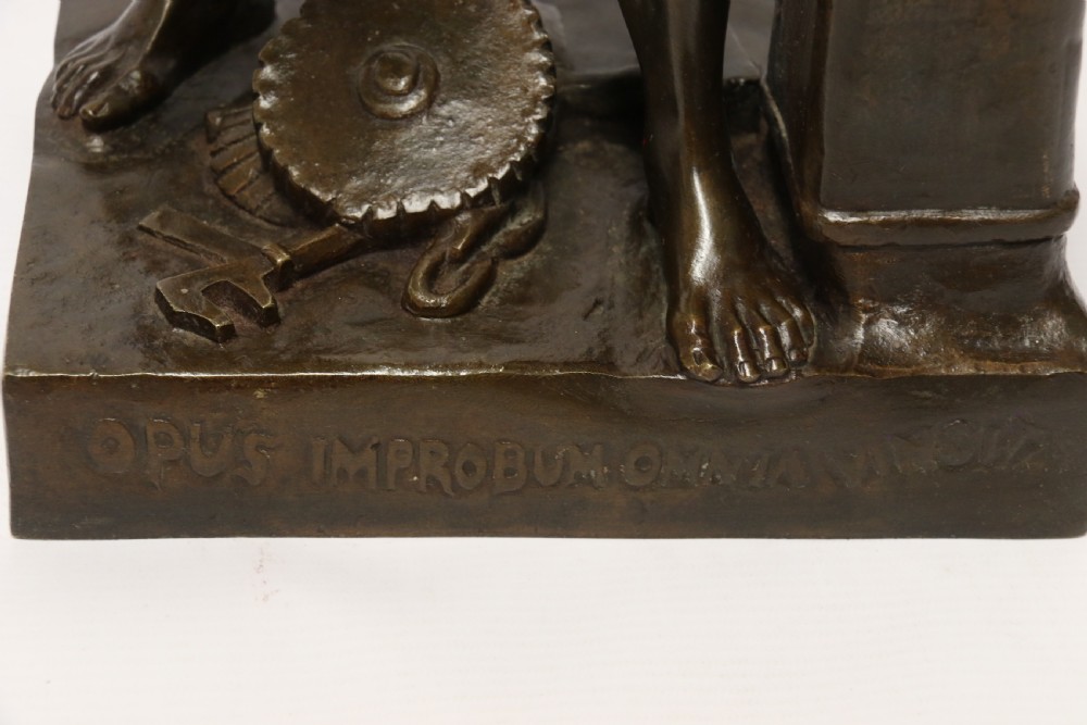 A suburb late 19th C bronze study of a semi naked blacksmith by E. L Picault View XVI