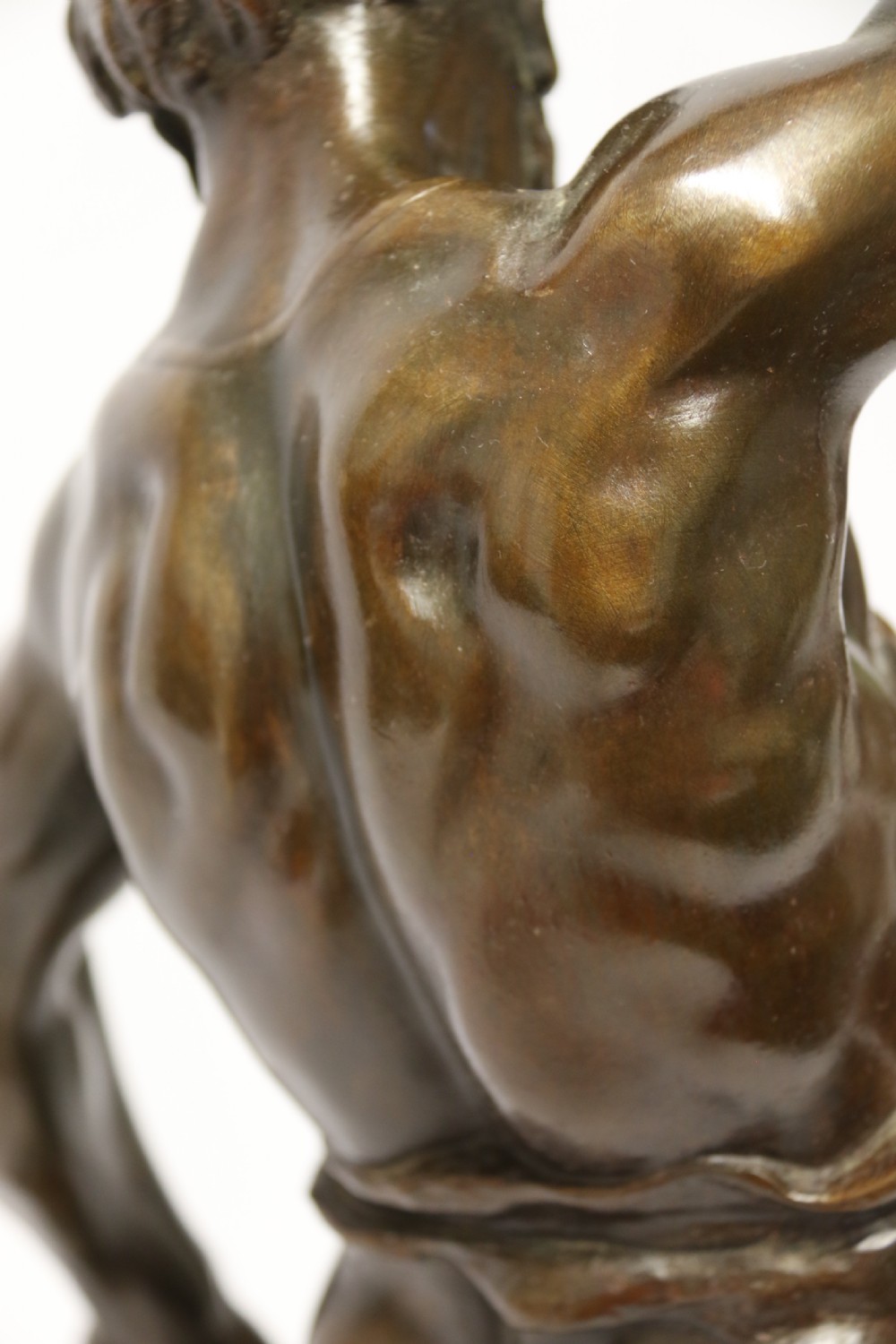 A suburb late 19th C bronze study of a semi naked blacksmith by E. L Picault View XX
