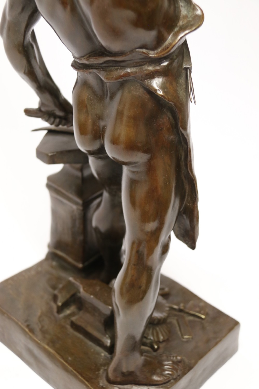 A suburb late 19th C bronze study of a semi naked blacksmith by E. L Picault View XXI