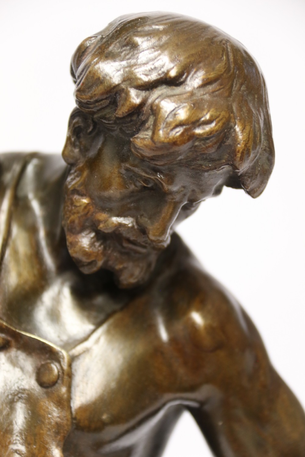 A suburb late 19th C bronze study of a semi naked blacksmith by E. L Picault View XXII