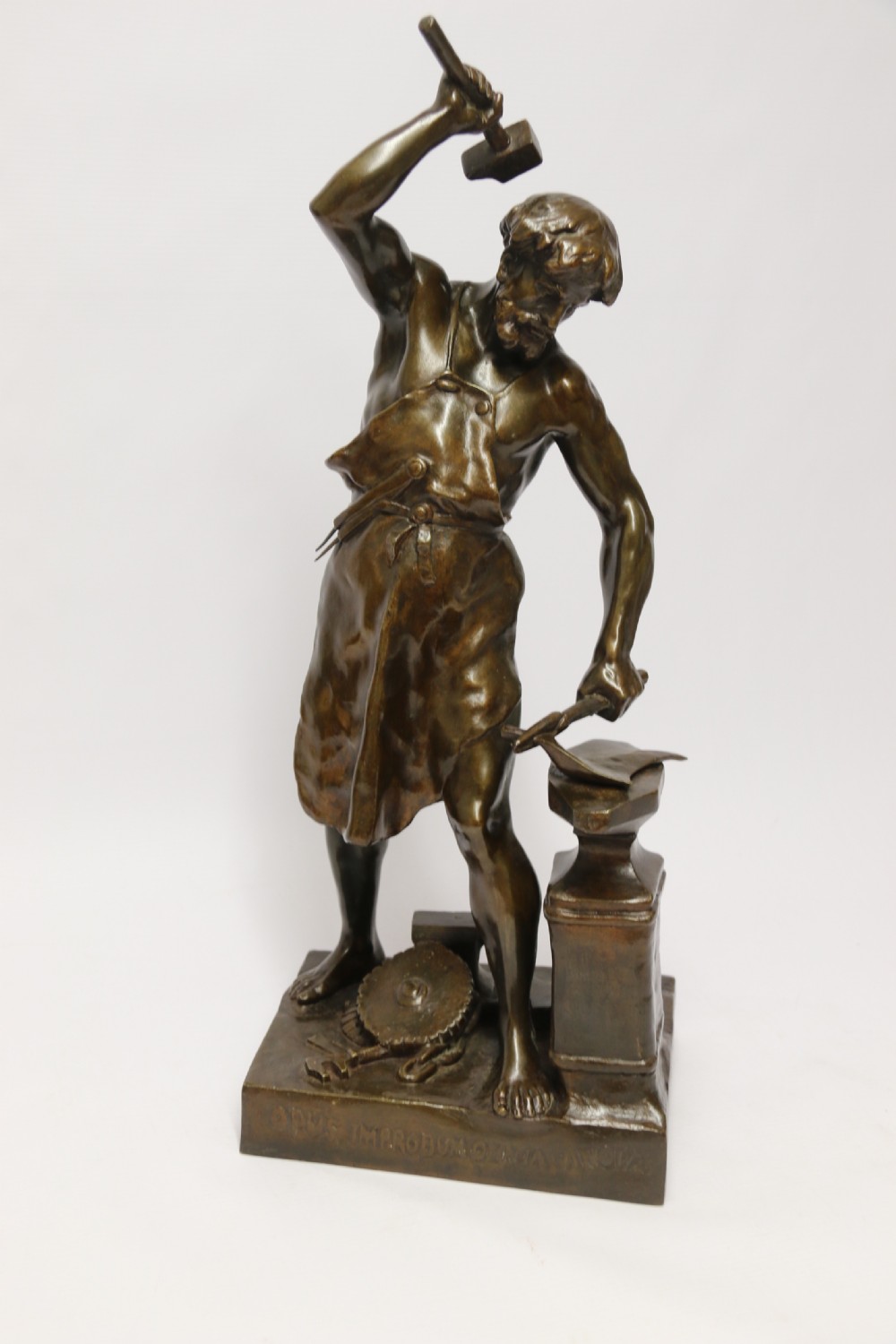 A suburb late 19th C bronze study of a semi naked blacksmith by E. L Picault View XXIII