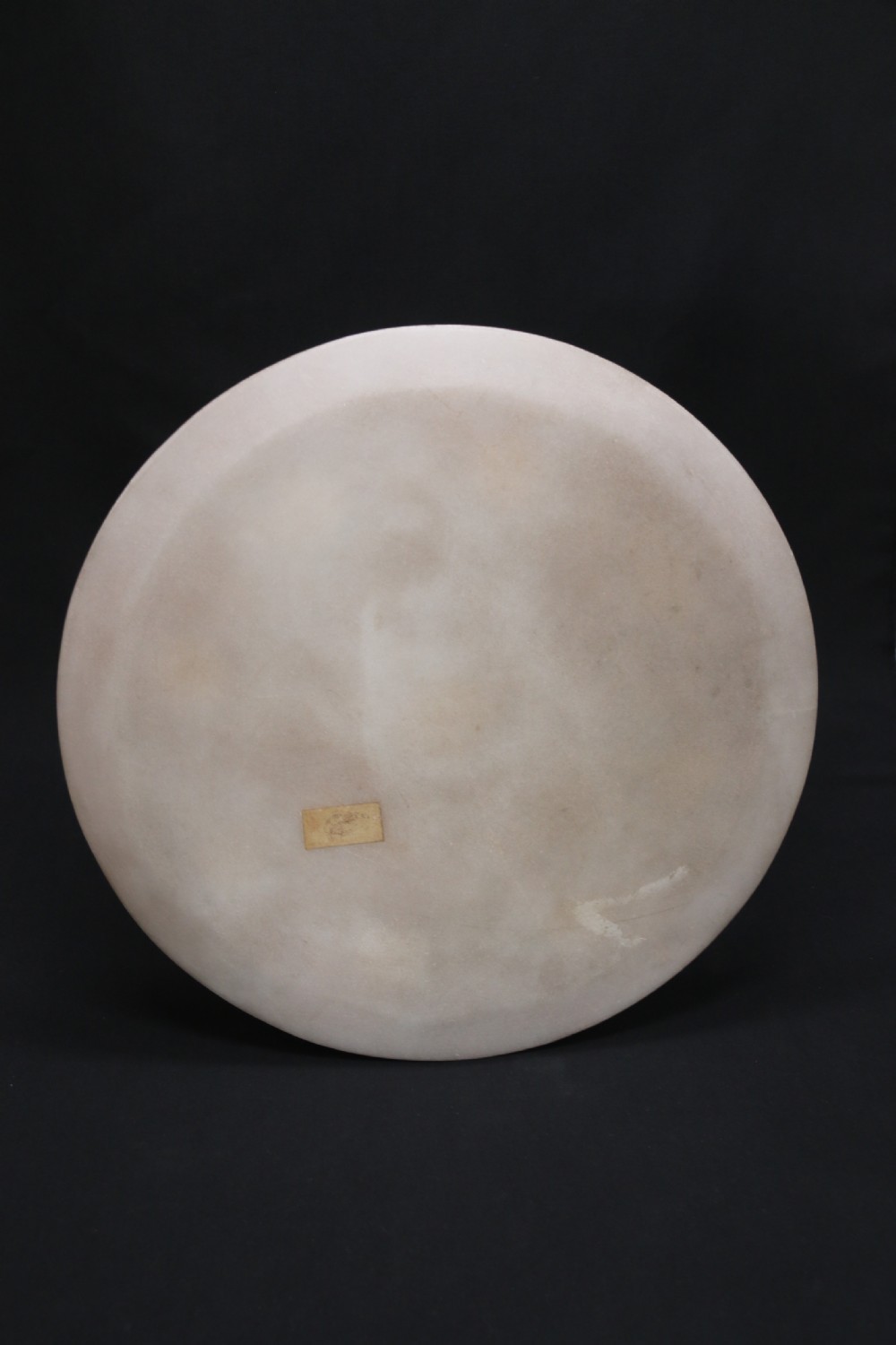 A rare and ultra-fine Raj period Indian white marble charger profusely inlaid with semi-precious cut stones. View X