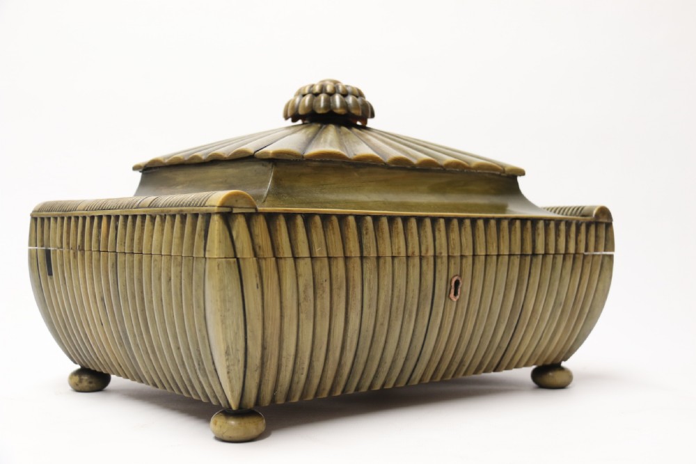 An exceptional Indian Raj period carved horn workbox, circa 1840 View II