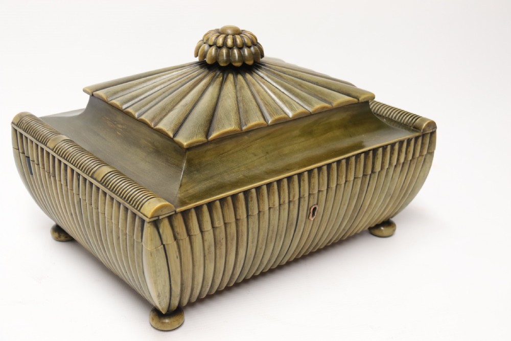 An exceptional Indian Raj period carved horn workbox, circa 1840 View III
