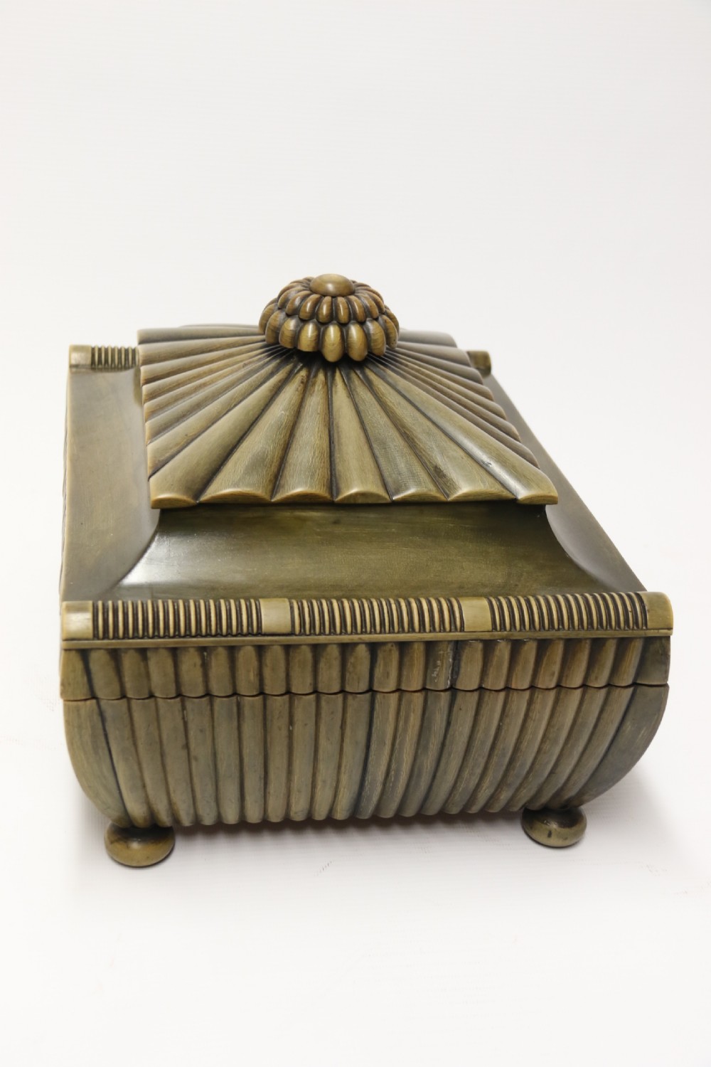 An exceptional Indian Raj period carved horn workbox, circa 1840 View V