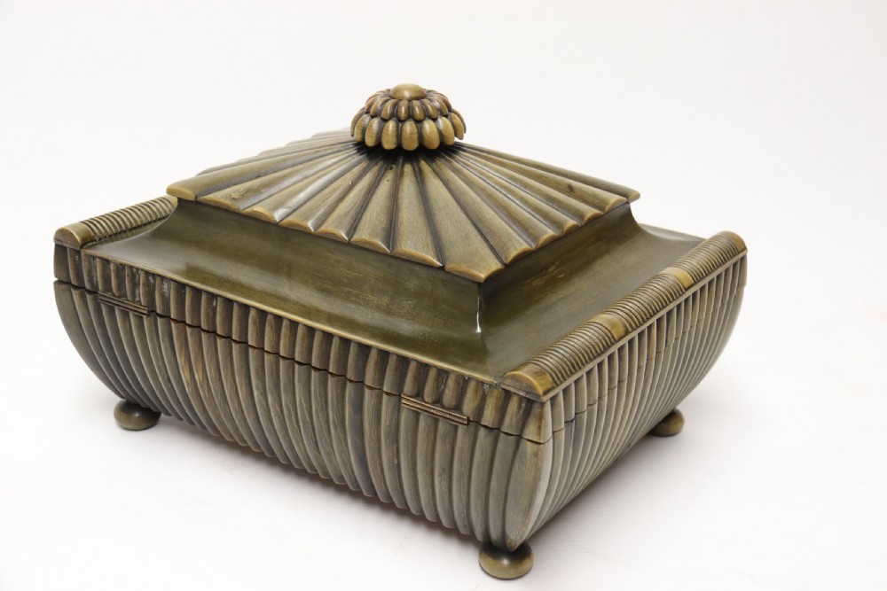 An exceptional Indian Raj period carved horn workbox, circa 1840 View IX