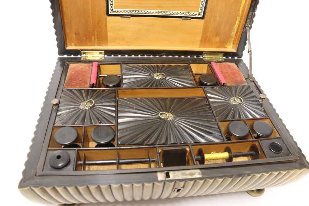 An exceptional Indian Raj period carved horn workbox, circa 1840 View XIII