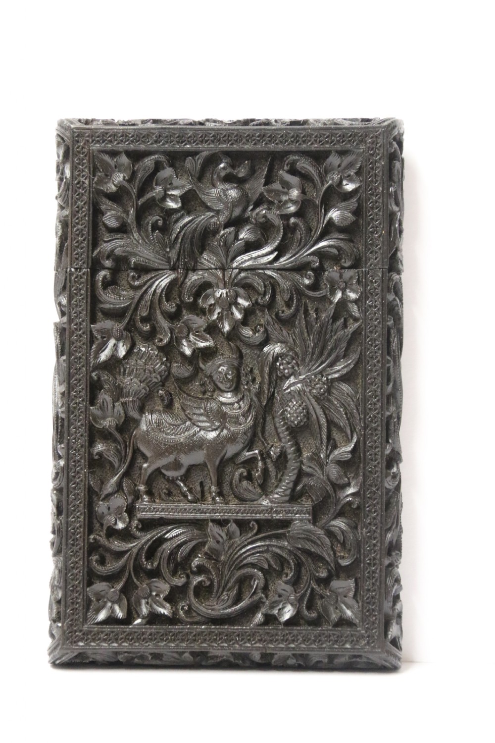 An exceptional Indian Raj period carved ebony calling card case, circa 1860 View II