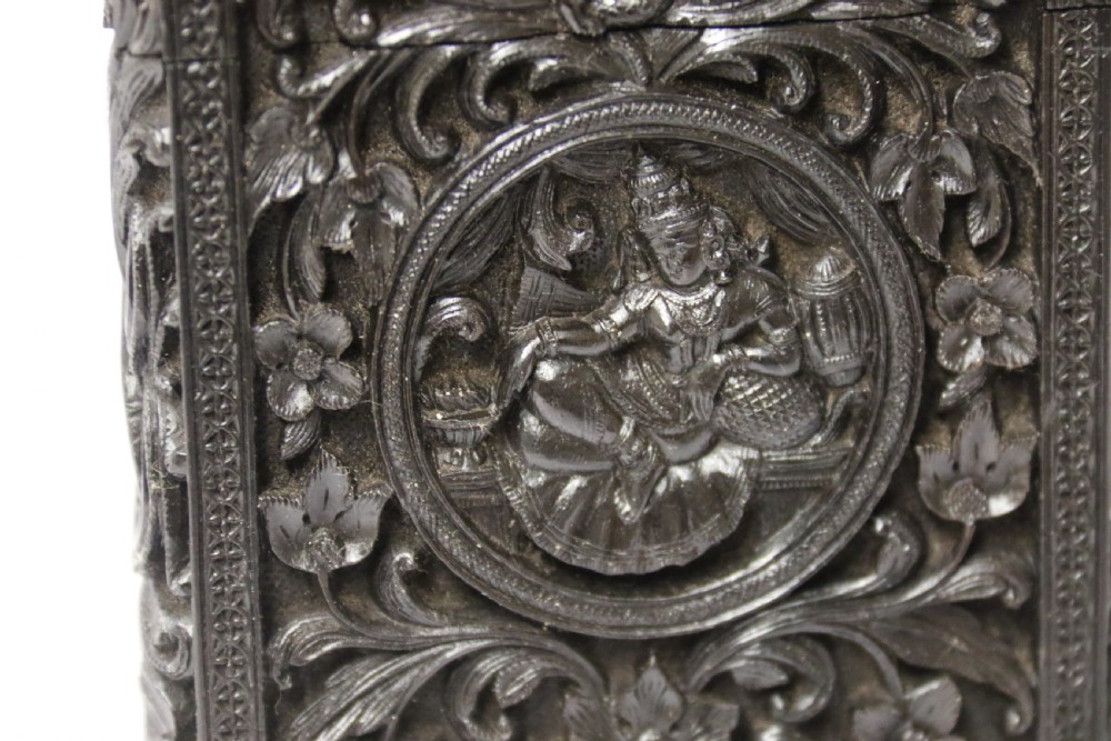 An exceptional Indian Raj period carved ebony calling card case, circa 1860 View XII