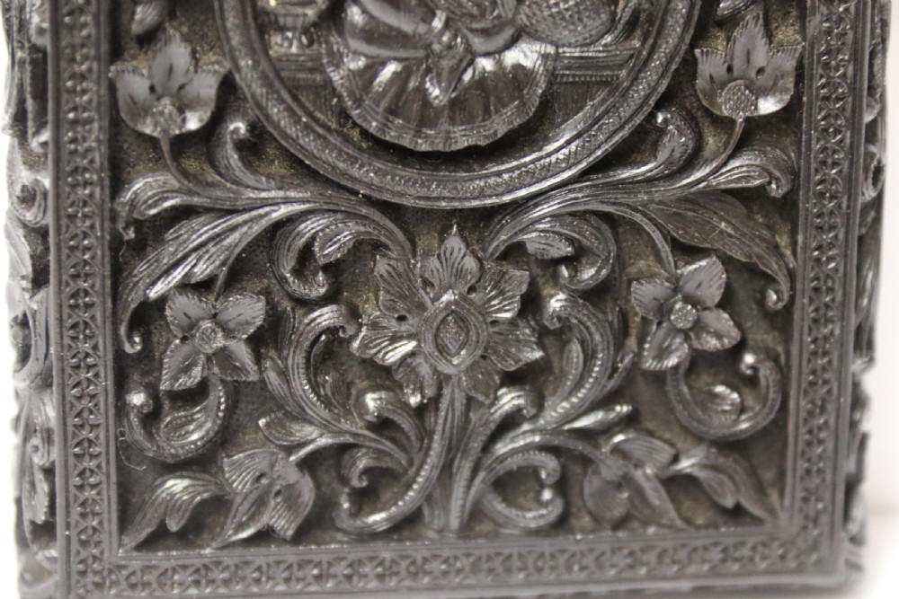 An exceptional Indian Raj period carved ebony calling card case, circa 1860 View XIII