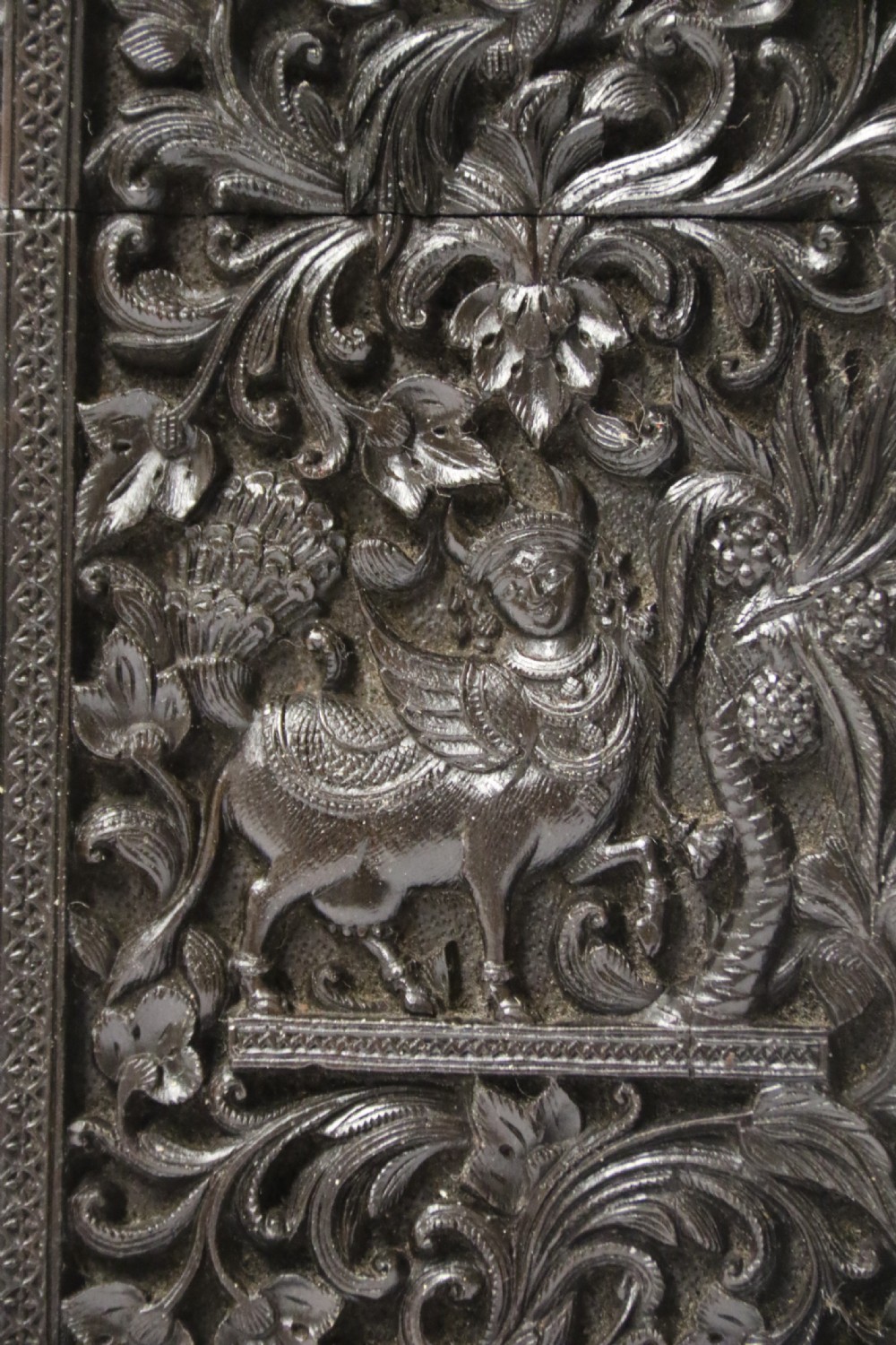 An exceptional Indian Raj period carved ebony calling card case, circa 1860 View XV