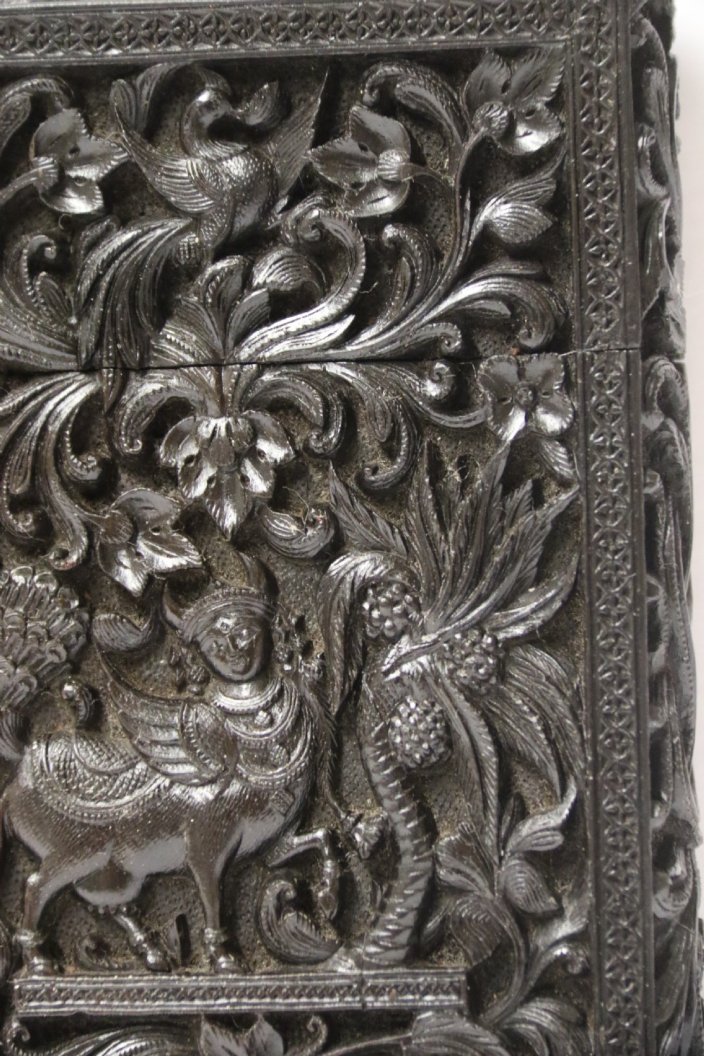 An exceptional Indian Raj period carved ebony calling card case, circa 1860 View XVI