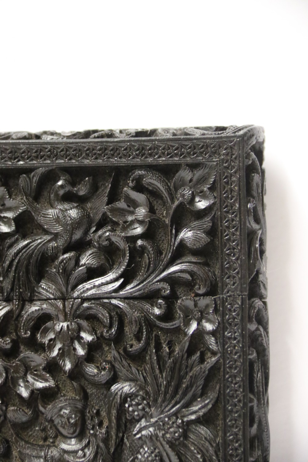 An exceptional Indian Raj period carved ebony calling card case, circa 1860 View XVIII