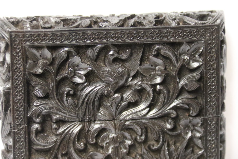 An exceptional Indian Raj period carved ebony calling card case, circa 1860 View XIX