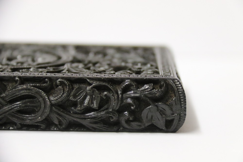 An exceptional Indian Raj period carved ebony calling card case, circa 1860 View XXI