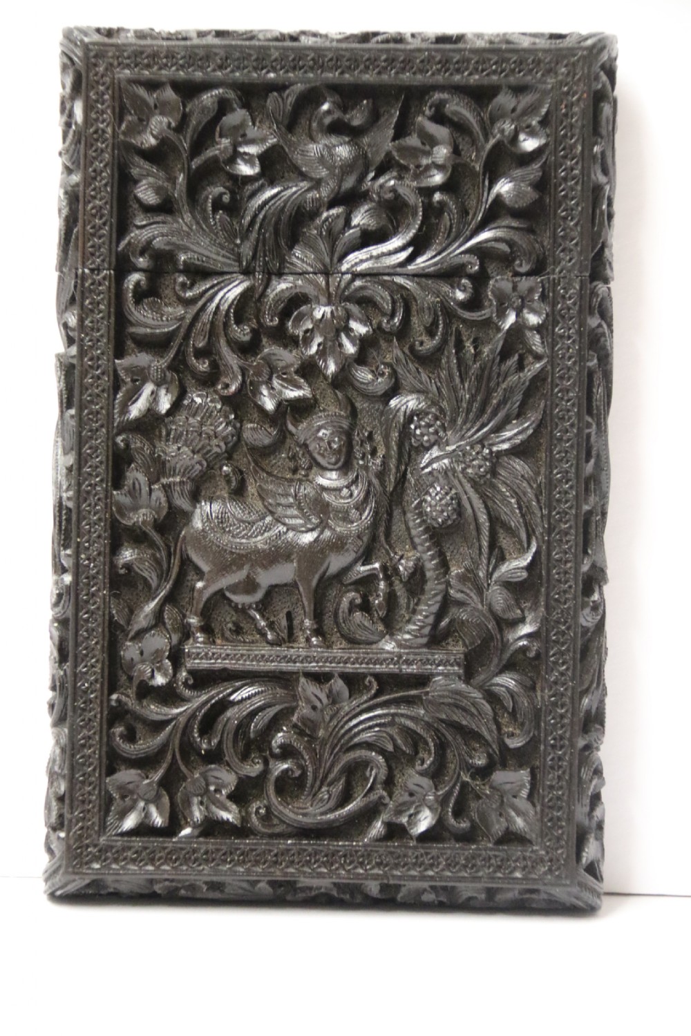 An exceptional Indian Raj period carved ebony calling card case, circa 1860 View XXIV