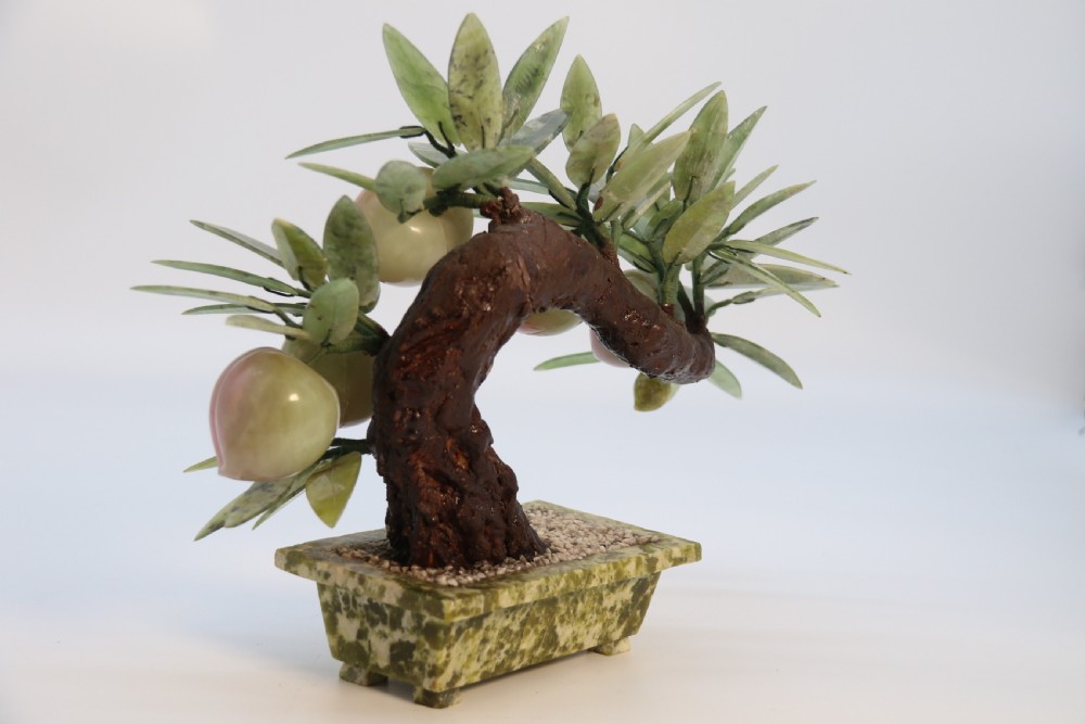 A rare Chinese large hardstone study of a fruiting peach bonsai tree, circa1930

 View IX