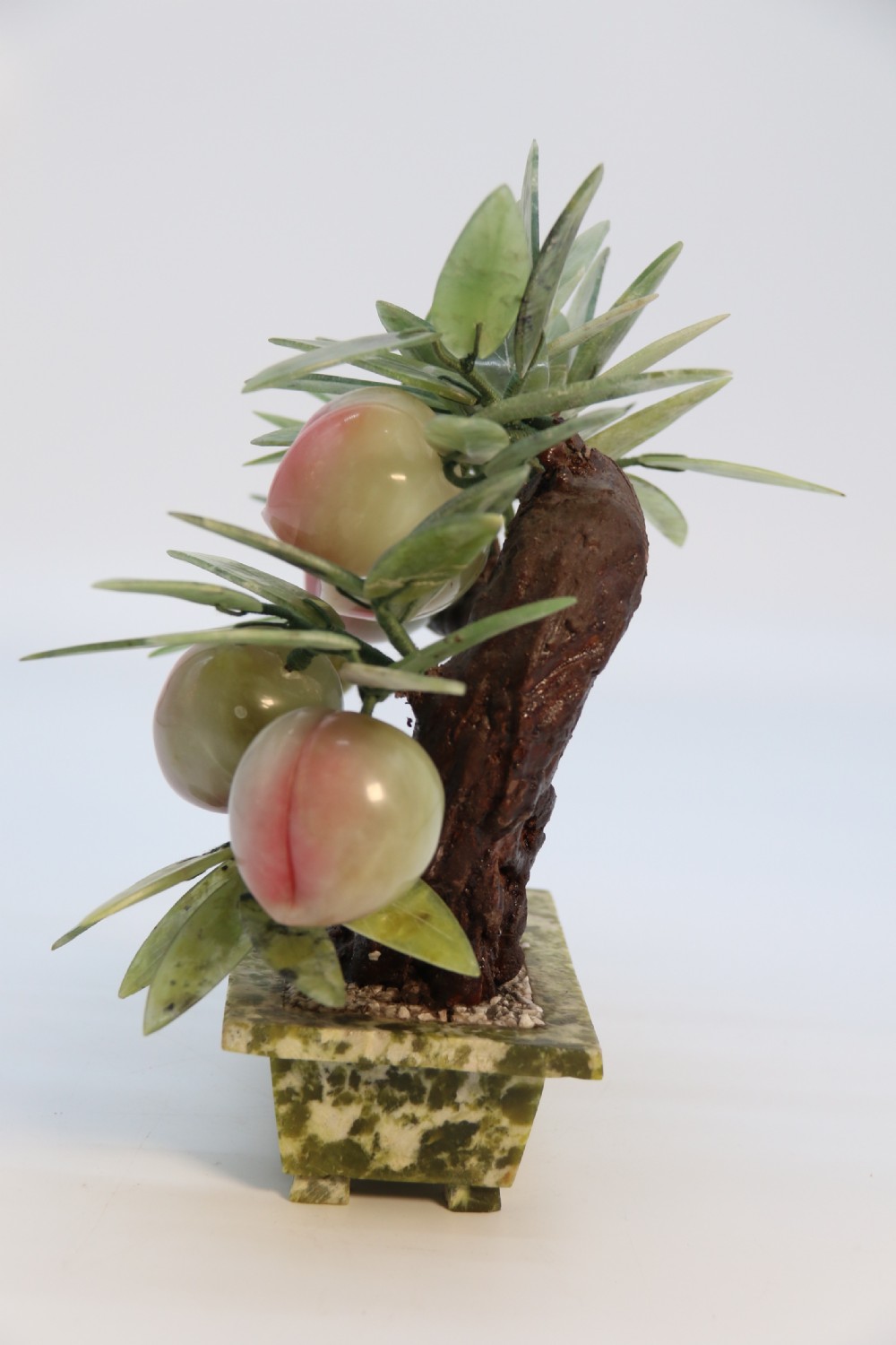 A rare Chinese large hardstone study of a fruiting peach bonsai tree, circa1930

 View X