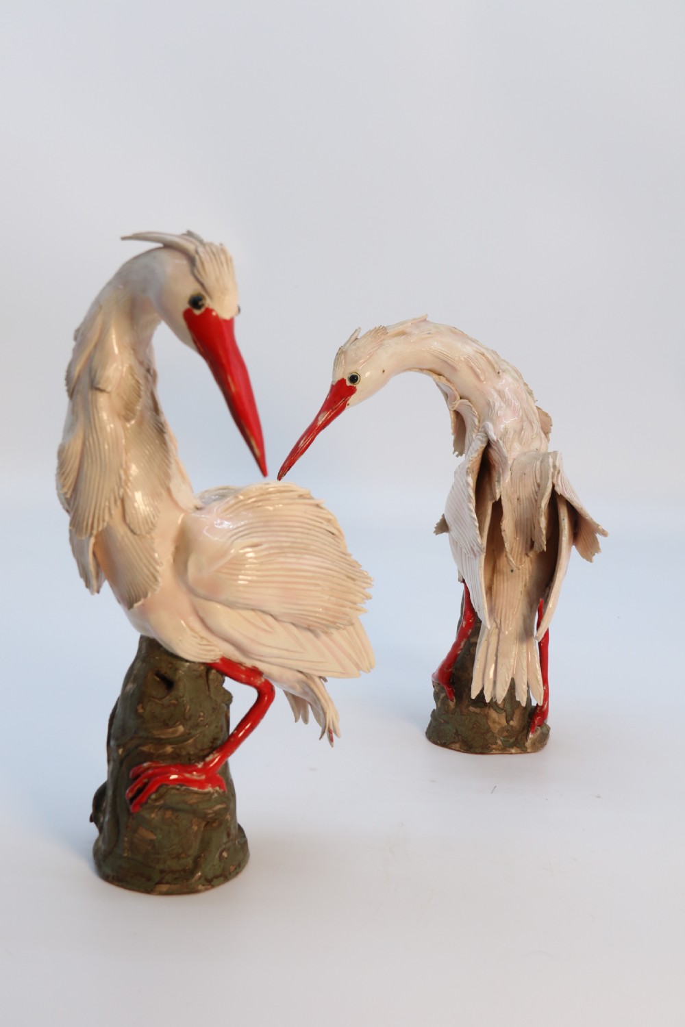 A superb pair of 19th century Meiji period Japanese hand made pottery storks, circa 1900

 View XXII