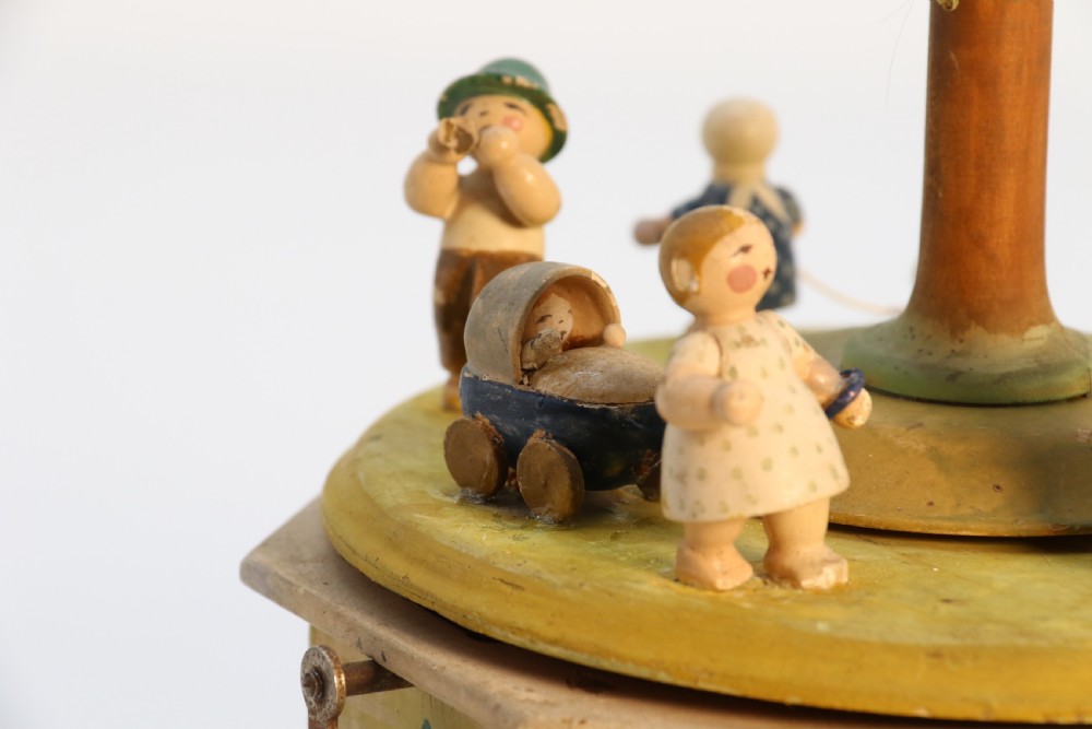 A rare Swiss musical automaton novelty nursery merry go round. View XXII