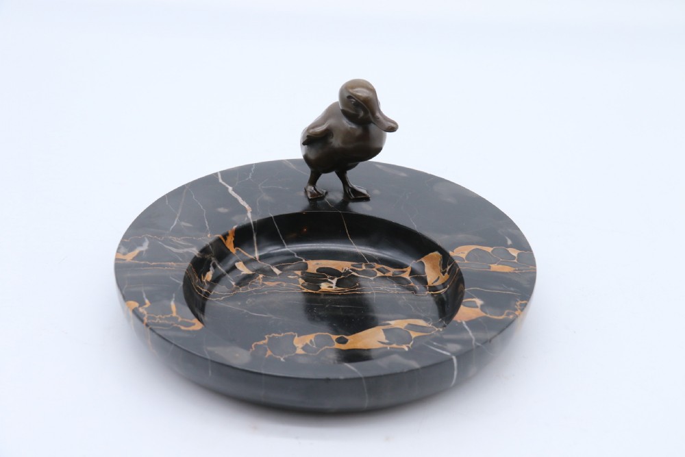 A most pleasing 1930s marble and bronze mounted bowl or desk tidy.
 View II