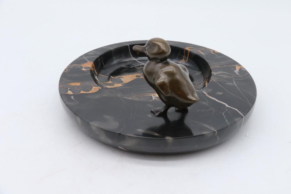 A most pleasing 1930s marble and bronze mounted bowl or desk tidy.
 View V