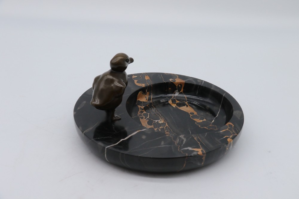 A most pleasing 1930s marble and bronze mounted bowl or desk tidy.
 View VI