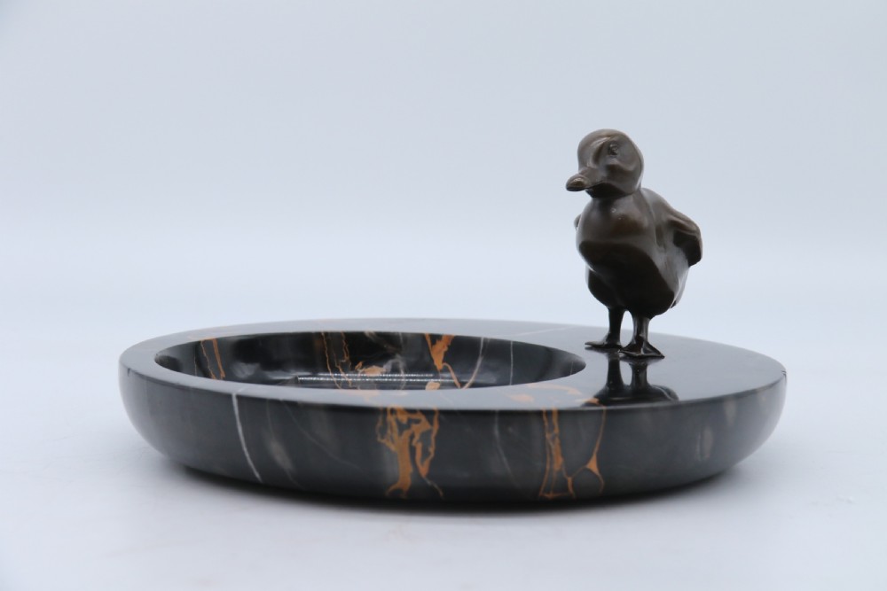 A most pleasing 1930s marble and bronze mounted bowl or desk tidy.
 View IX