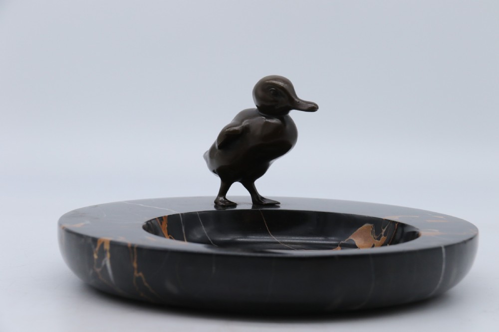 A most pleasing 1930s marble and bronze mounted bowl or desk tidy.
 View X